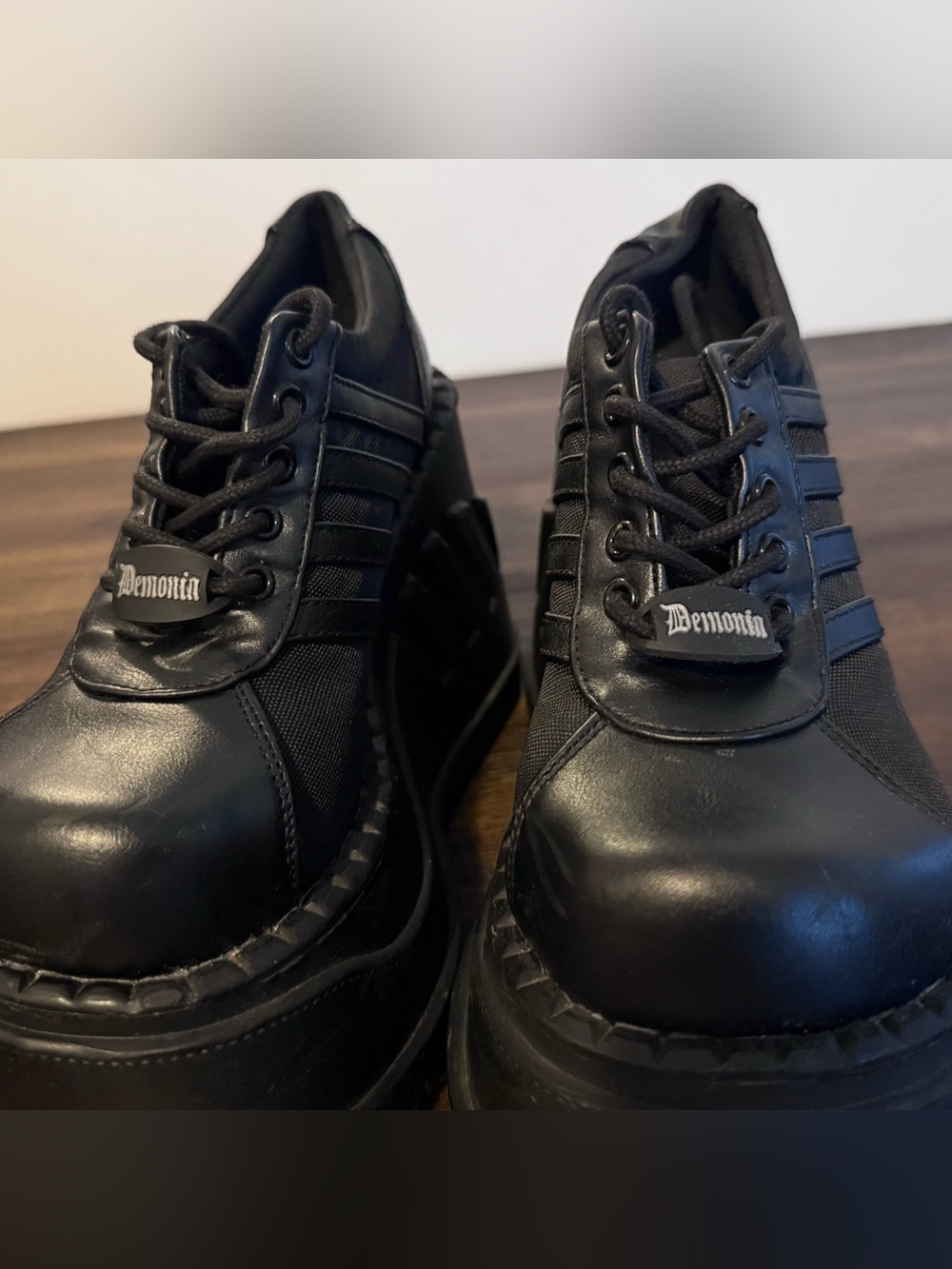 Demonia Stomp-08 Black Platform Shoes WOMEN Size 6W - 90s Rave Cyber Goth Demon - Picture 7 of 7